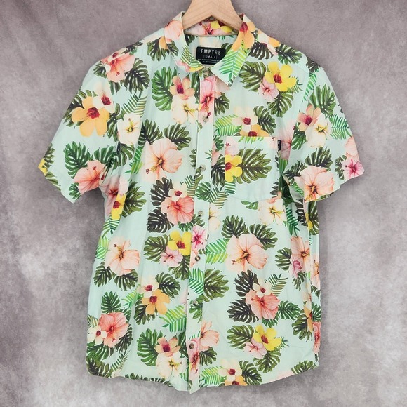 Empyre Zumiez Mens Small Floral Hibiscus Hawaiian Shirt‎ Short Sleeve Button - Picture 1 of 4